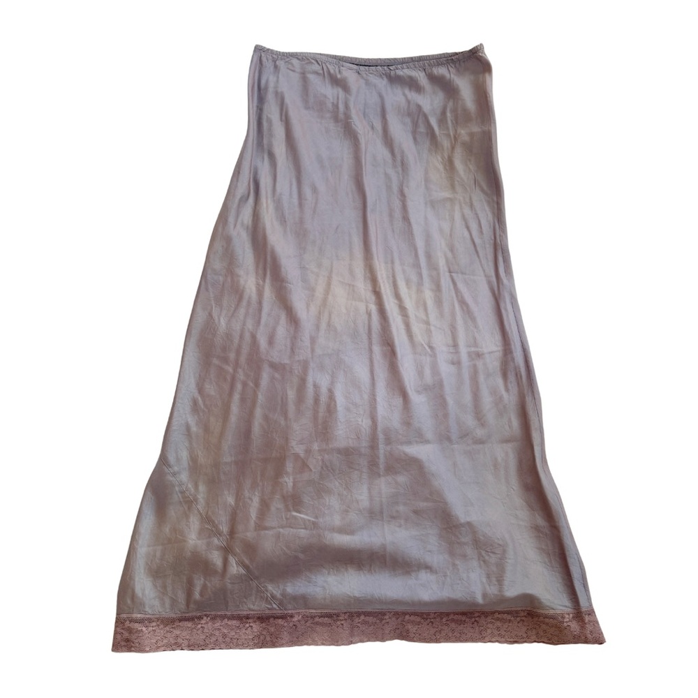 Vintage Y2K Dosa Silk Slip Skirt with Lace Trim - Picture 7 of 9